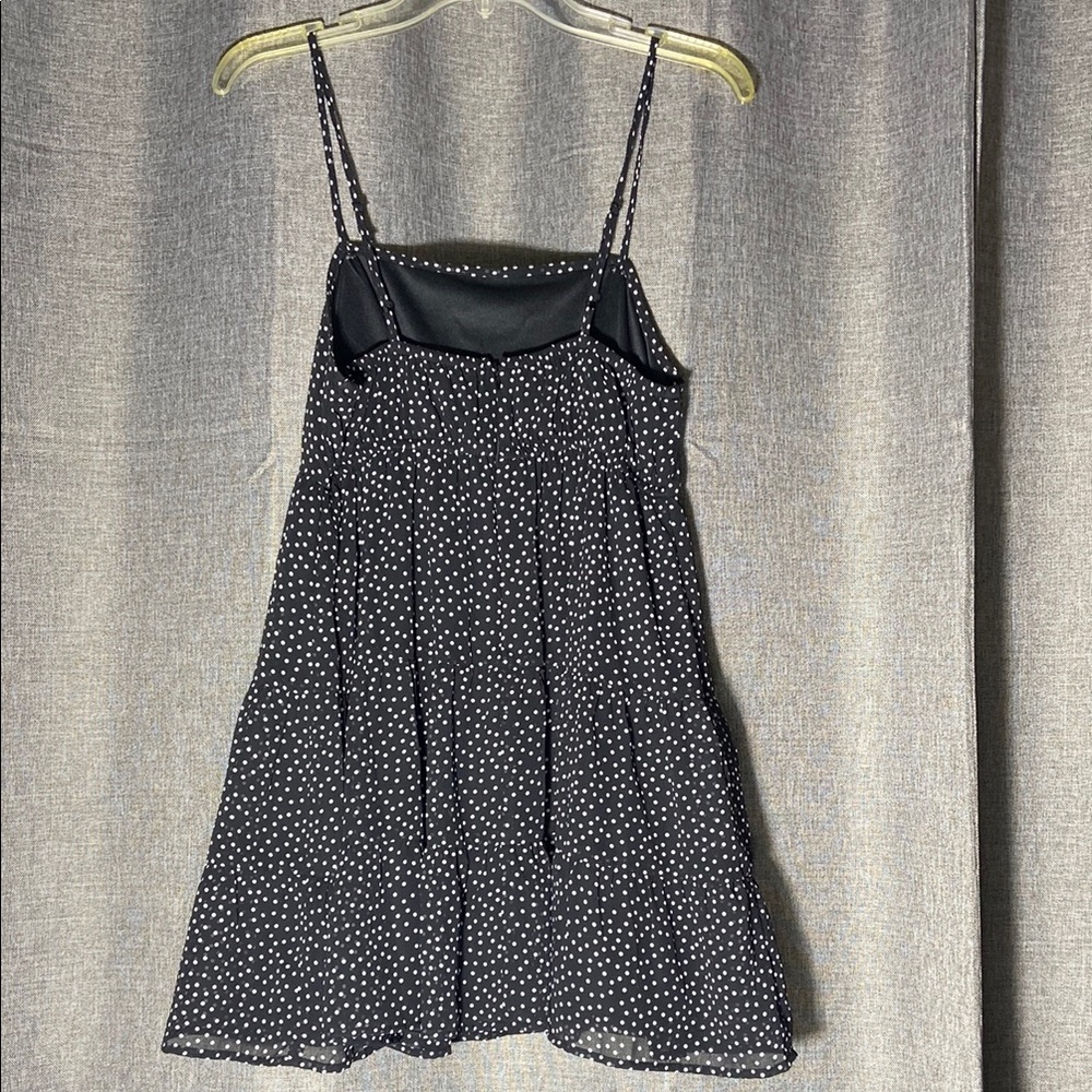 Polka Dot Mini Dress - Black and White - Picture 4 of 4